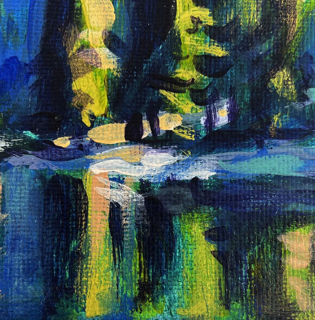 Acrylic painting Summer forest lake Mykhailo Patskan - 8