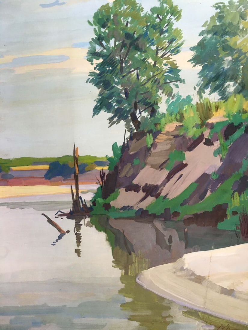 Gouache painting At a lake Chernikov Vladimir Mikhailovich - 2