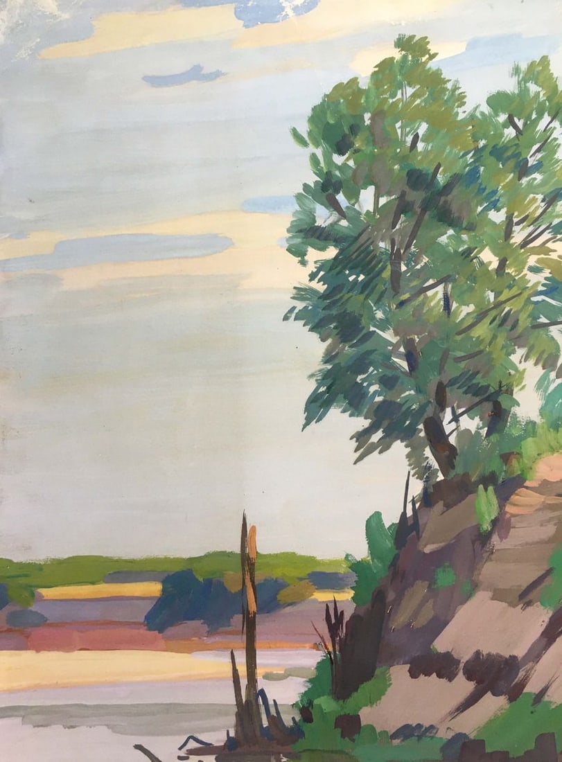 Gouache painting At a lake Chernikov Vladimir Mikhailovich - 4