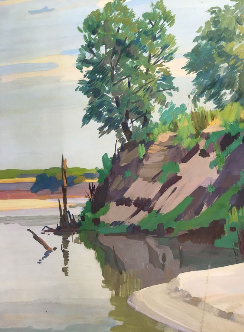 Gouache painting At a lake Chernikov Vladimir Mikhailovich - 6