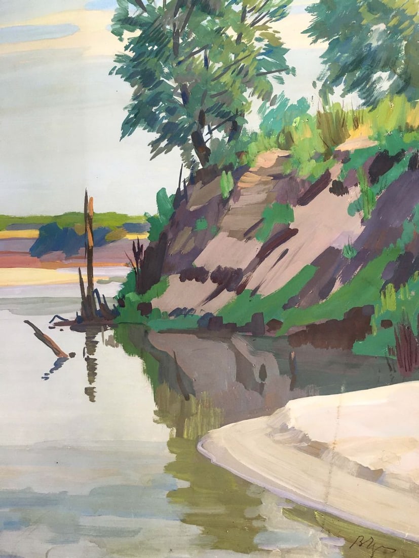 Gouache painting At a lake Chernikov Vladimir Mikhailovich - 7