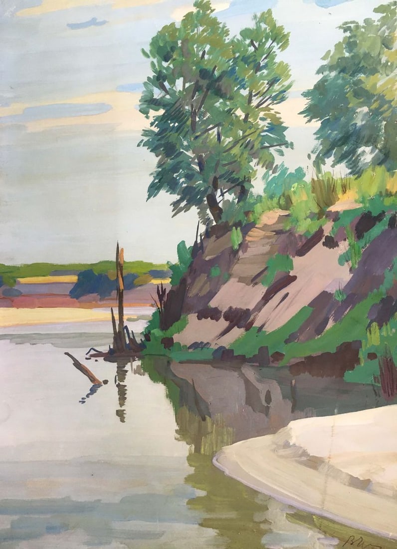 Gouache painting At a lake Chernikov Vladimir Mikhailovich - 8