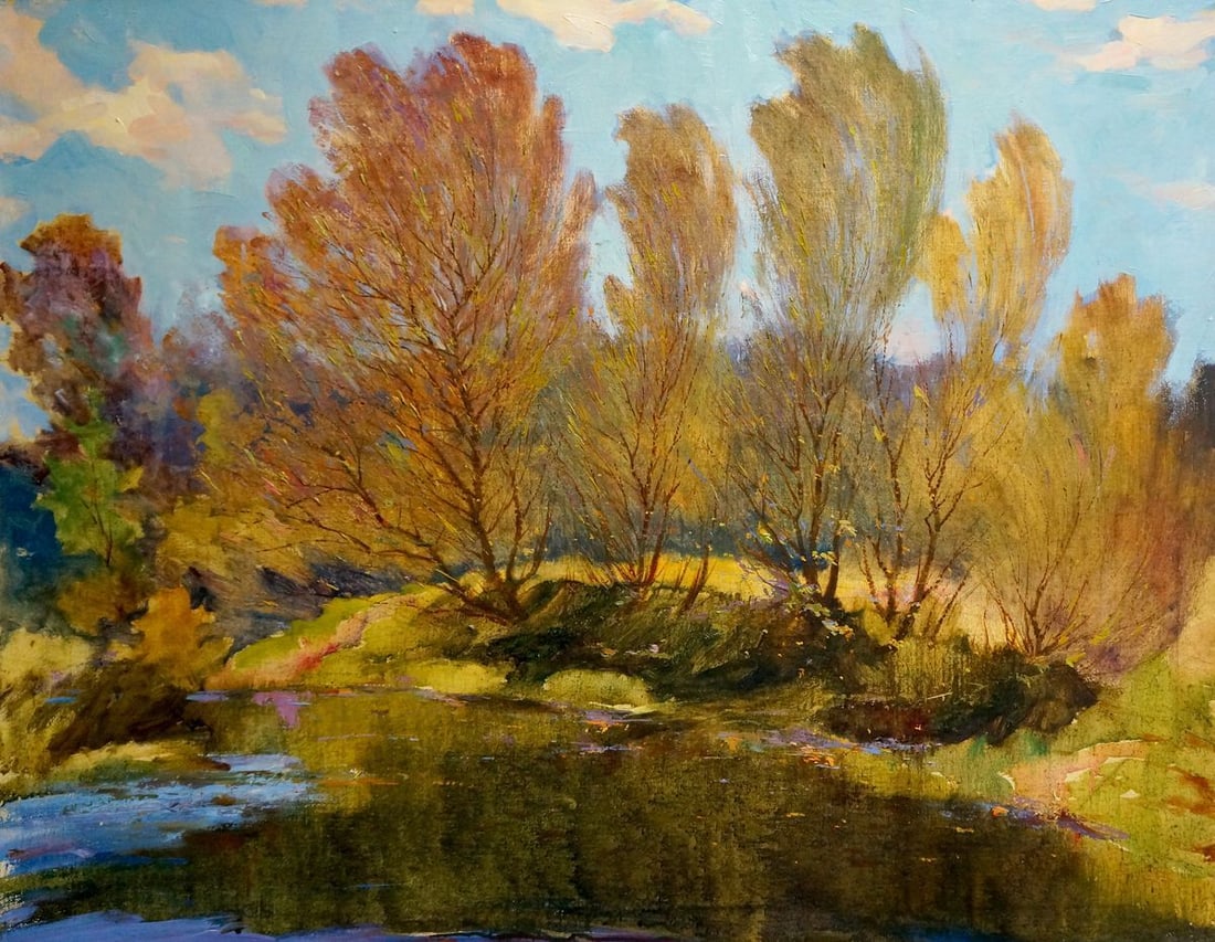 Oil painting Autumn landscape Maltsev Nikolay Alexandrovich: Title: Oil painting Autumn landscape Maltsev Nikolay Alexandrovich Description: Vern 1050 *** ABOUT THIS PAINTING *** * TITLE: "Autumn landscape" * ARTISTS: Maltsev Nikolay Alexandrovich * SIZE: 78x10