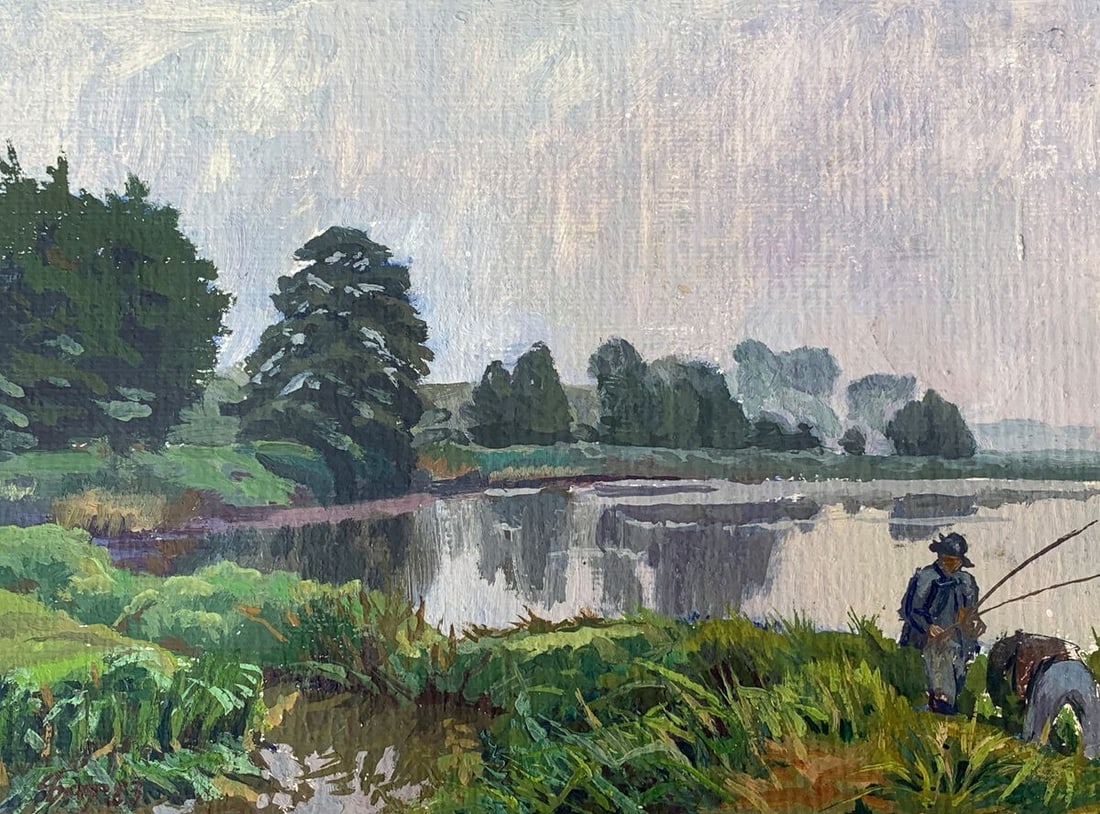 Oil painting Fishing Batrakov Vladimir Grigorievich: Title: Oil painting Fishing Batrakov Vladimir Grigorievich Description: AAA2012 Taking in the scene before him, the fisherman knows that this is going to be a good day. The sun is just peeking over th
