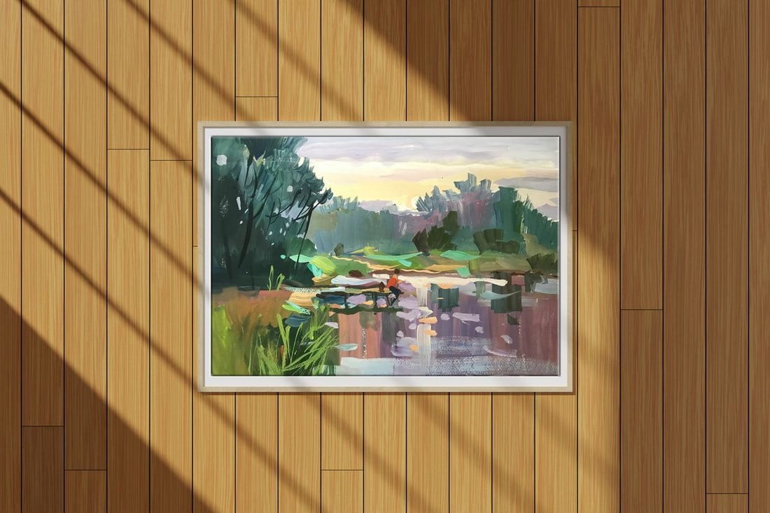 Oil painting By the pond Unknown artist - 2