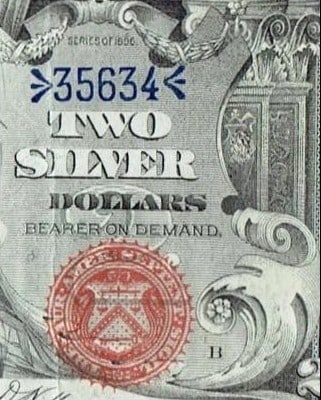 1896 $2 Silver Cert "Educational Note" - 5
