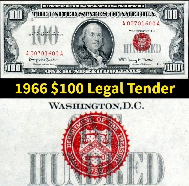 1966 $100 Red Seal - Last of Its Kind - 2
