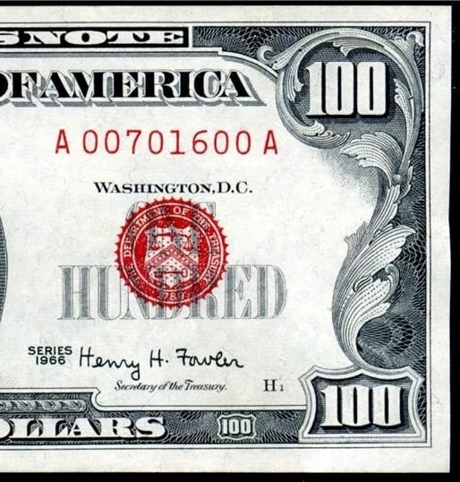 1966 $100 Red Seal - Last of Its Kind - 4