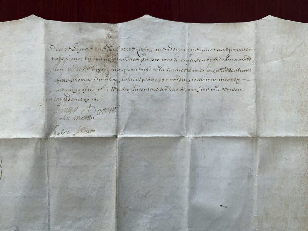 1672 Smith/Martin Indenture - Rare - 2