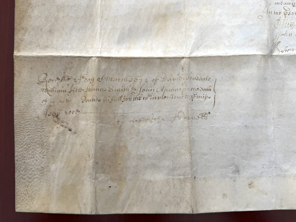1672 Smith/Martin Indenture - Rare - 3