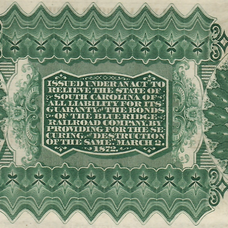 1872 SC $20 Scrip - Reconstruction Era - 4