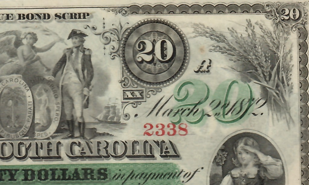 1872 SC $20 Scrip - Reconstruction Era - 5
