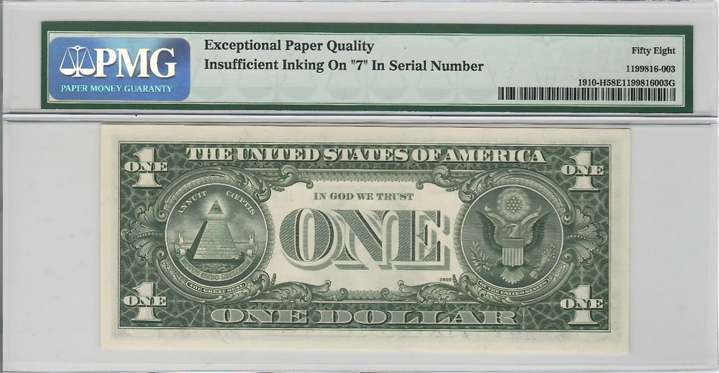 1977A $1 Inking Error - PMG 58 EPQ - 2