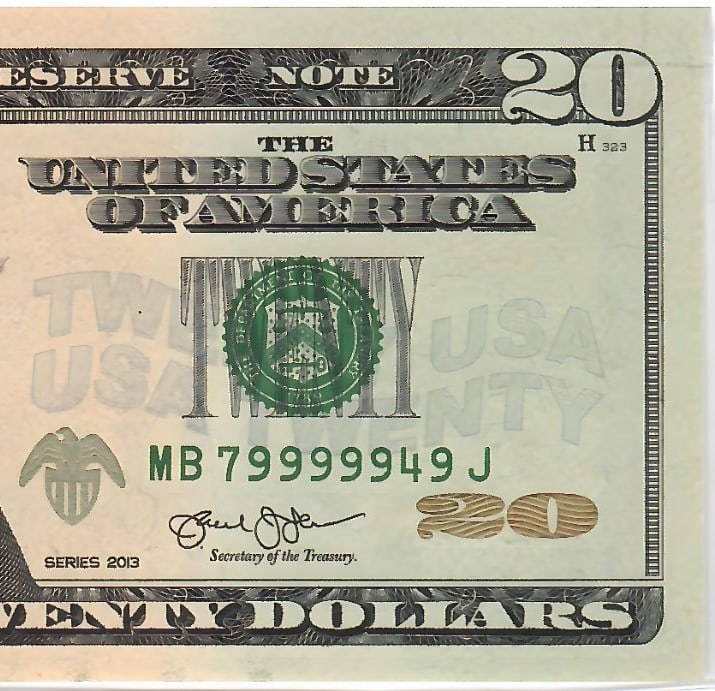 2013 $20 MB79999949J - Near Solid - 3