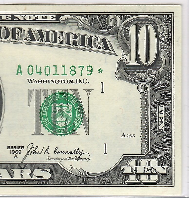 1969 $10 Star Note - Hamilton Boston - 3