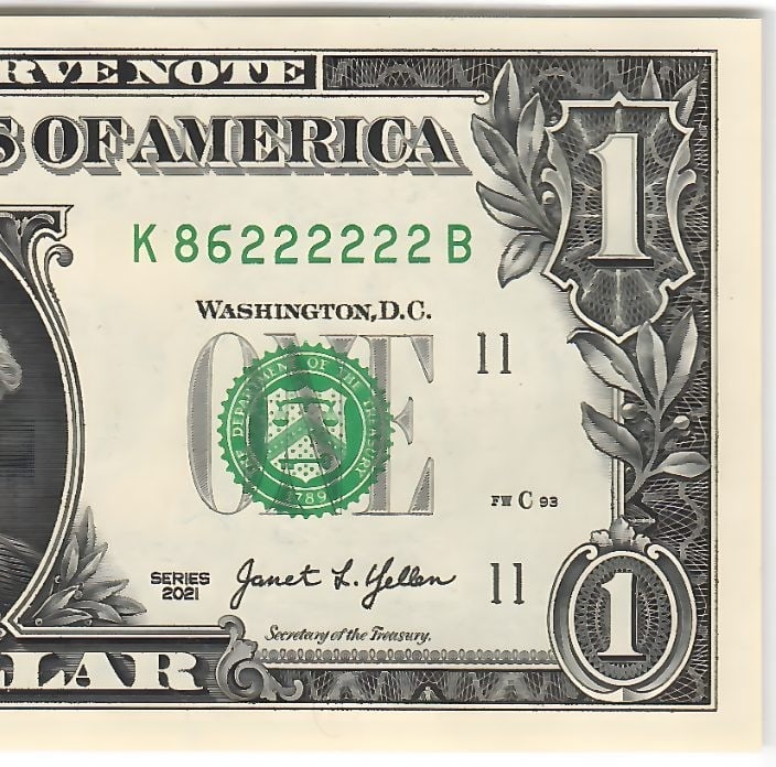 2021 $1 Six 2s - K86222222B Dallas - 3