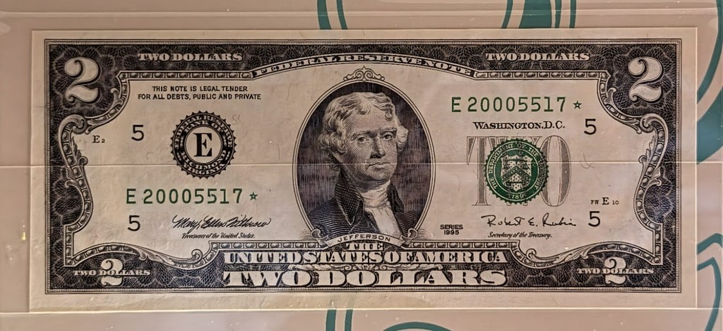 1995 $2 Millennium Star - Serial 2000 - 3