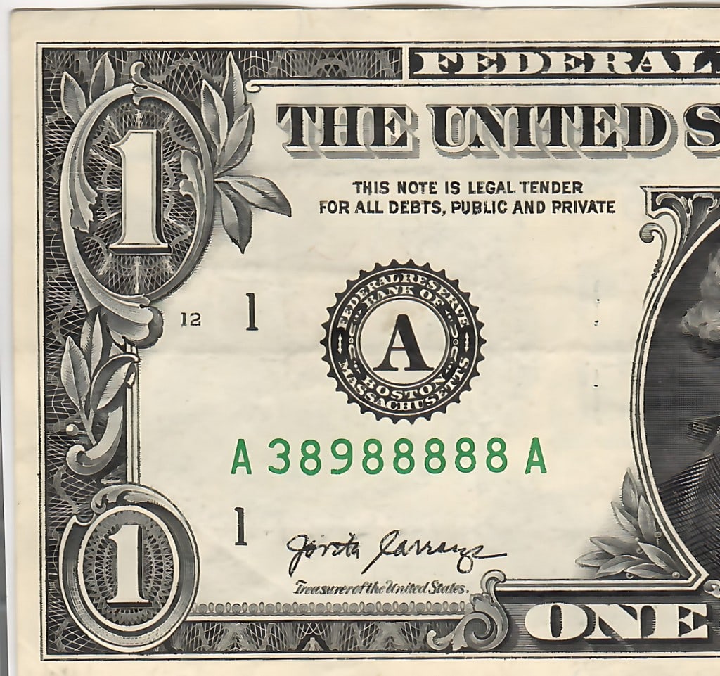 2017A $1 AA Block - 88888 Rare - 3