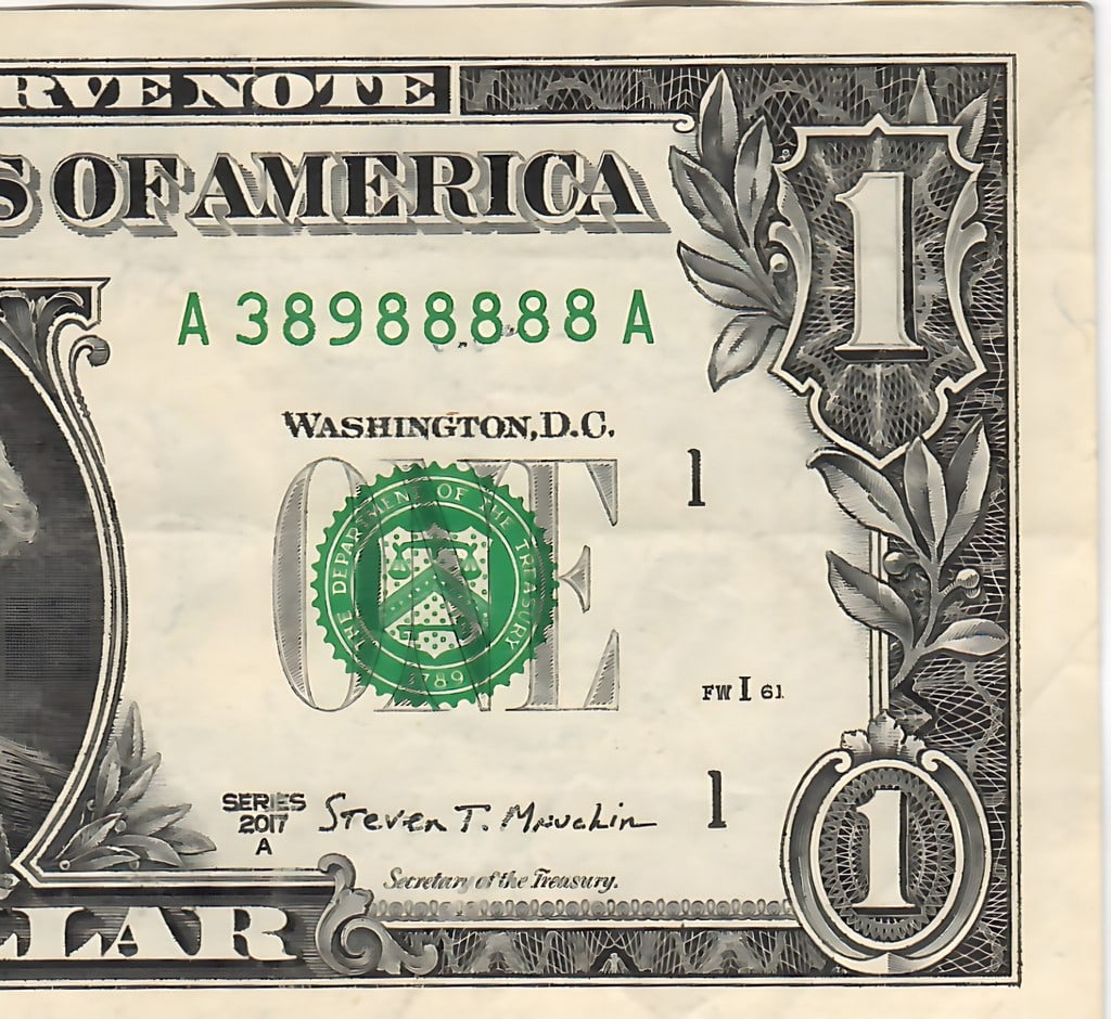 2017A $1 AA Block - 88888 Rare - 4