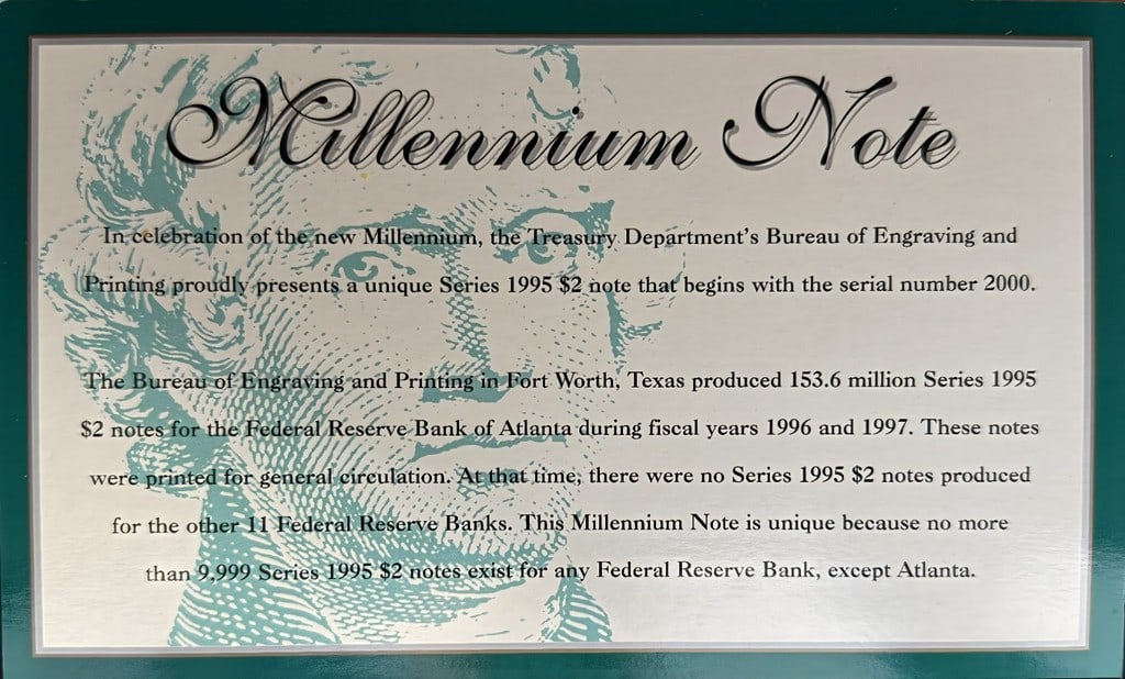 1995 $2 Millennium Star - E20005330* - 4