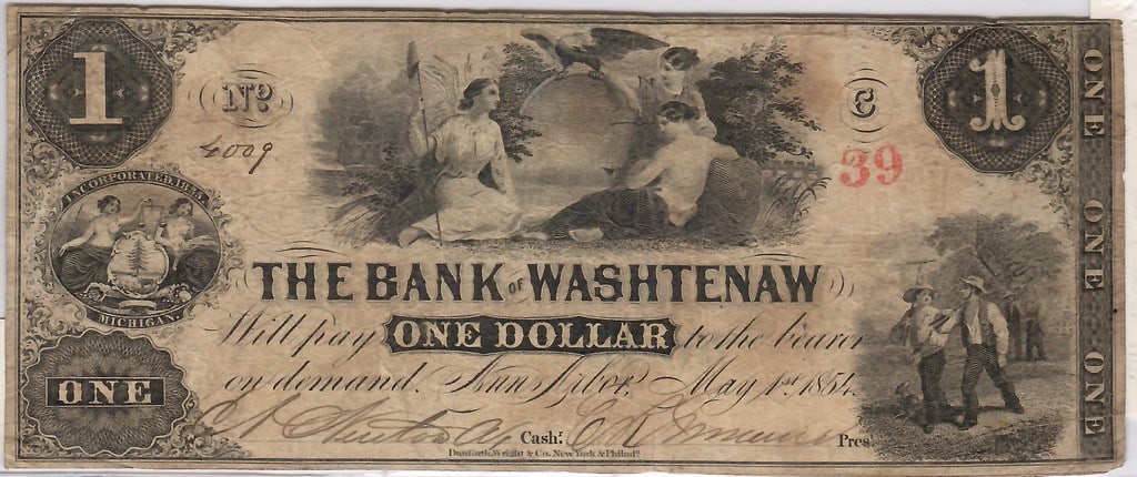 1835 $1 Washtenaw - Wildcat Era - 2