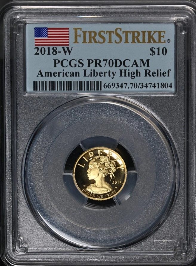 2018-W Liberty PR70 - .9999 Gold: A Modern Masterpiece of American Coinage<br><br>This listing offers a remarkable and highly collectible piece of modern American numismatics. It is a 2018-W American Liberty High Relief