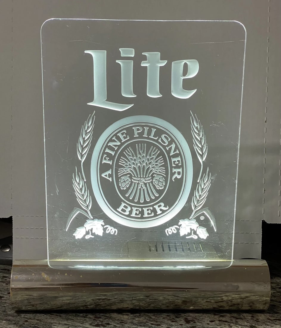 Vintage Miller Lite Beer Lighted Advertising Sign 12”H Working Condition VG Rare (1 of 6)