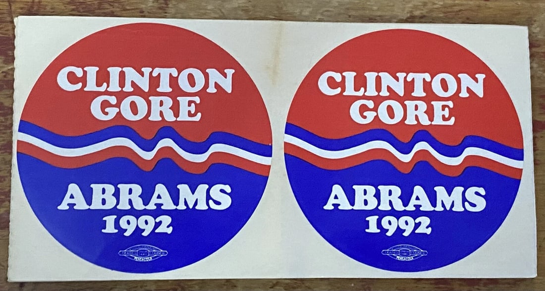 Lot Of 2 Clinton Gore Abrams Presidential Campaign Stickers 2.5” (1 of 1)