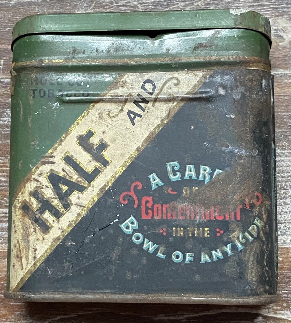 VTG American Tobacco Co Half And Half For Pipe And Cigarette Empty Pocket Tins: VTG American Tobacco Co Half And Half For Pipe And Cigarette Empty Pocket Tin. Tax stamp on lid. 1930 patent cited on bottom. See photos for exact condition. Reserve: $35.00 Shipping: Domestic: Flat-r