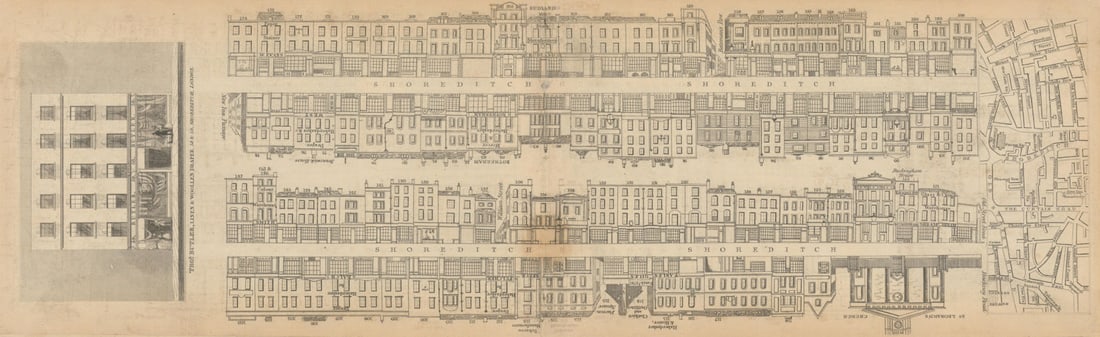 Tallis London Street View #61 Shoreditch High Street (North) 1839 old map (1 of 1)