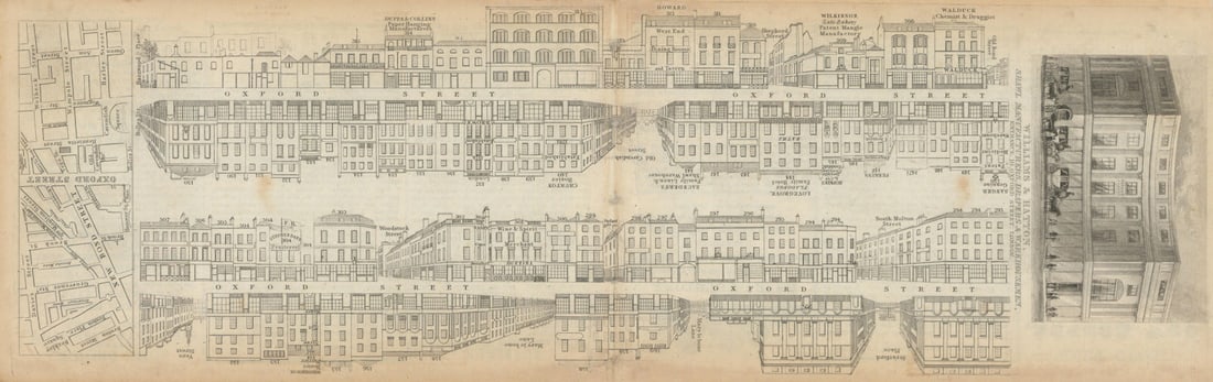 Tallis London Street View #41 Oxford Street (#3, Centre West) 1839 old map: [Part 41] Oxford Street (Section 3, Centre West) [Cross streets: Harewood Place, Shepherd Street (Dering Street), Woodstock Street, South Molton Street, Stratford Place, Marylebone Lane, Old