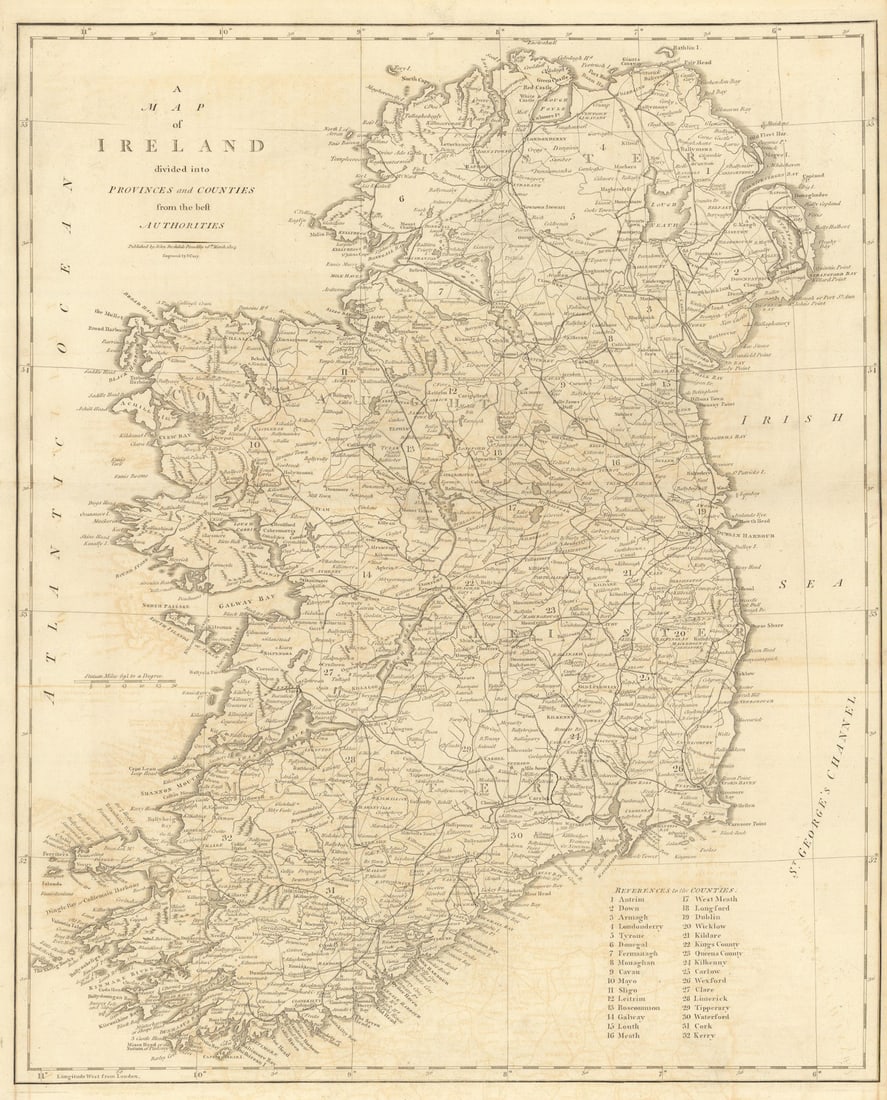 A map of Ireland divided into provinces and counties… by John CARY 1806 (1 of 1)