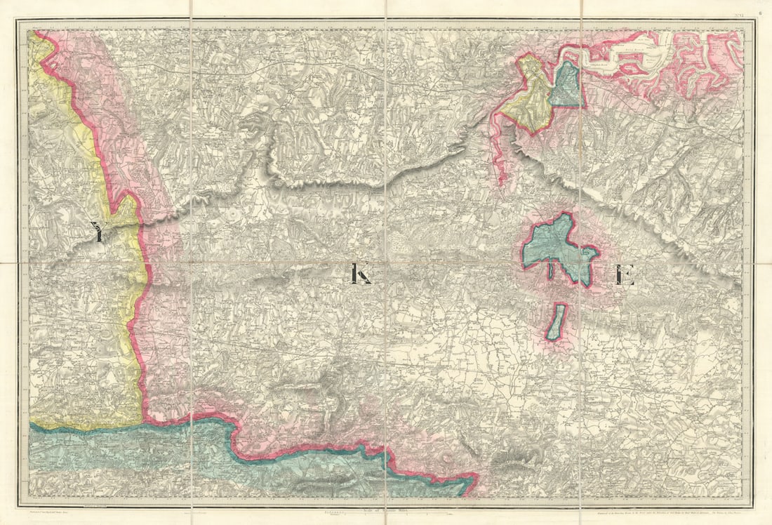 OS #6 Kent Downs & Weald. Rochester Sevenoaks Maidstone Tunbridge Wells 1819 map: Ordnance Survey sheet 6 [Rochester, Sevenoaks, Maidstone, Goudhurst - North Downs, Wealden Greensand, Low Weald, High Weald, Kent]. The genesis of the Ordnance Survey's original one-inch per mile surv