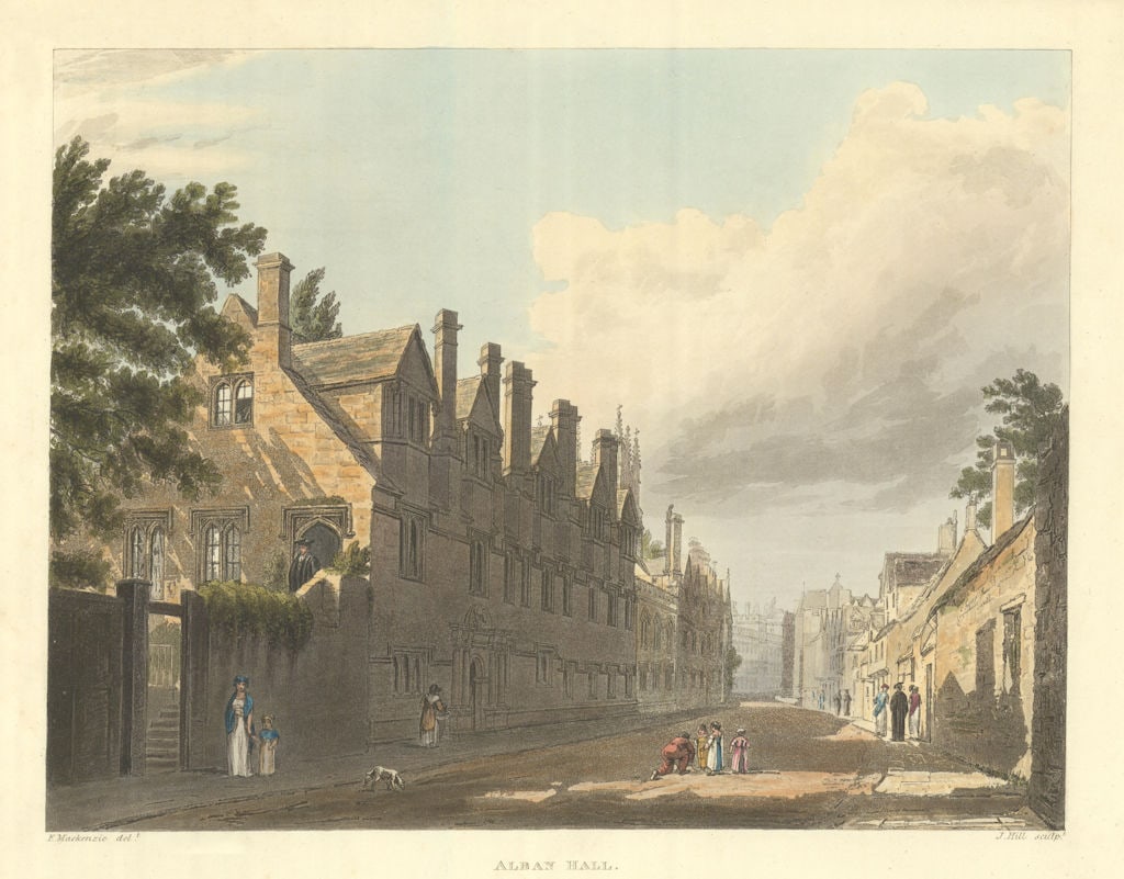 St. Alban Hall. Ackermann's Oxford University 1814 old antique print picture (1 of 1)