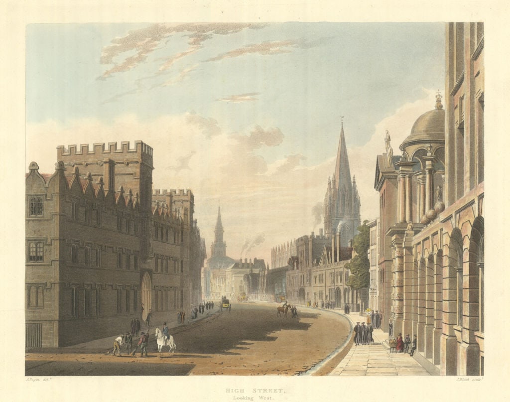 View of High-Street, looking west. Ackermann's Oxford University 1814 print (1 of 1)