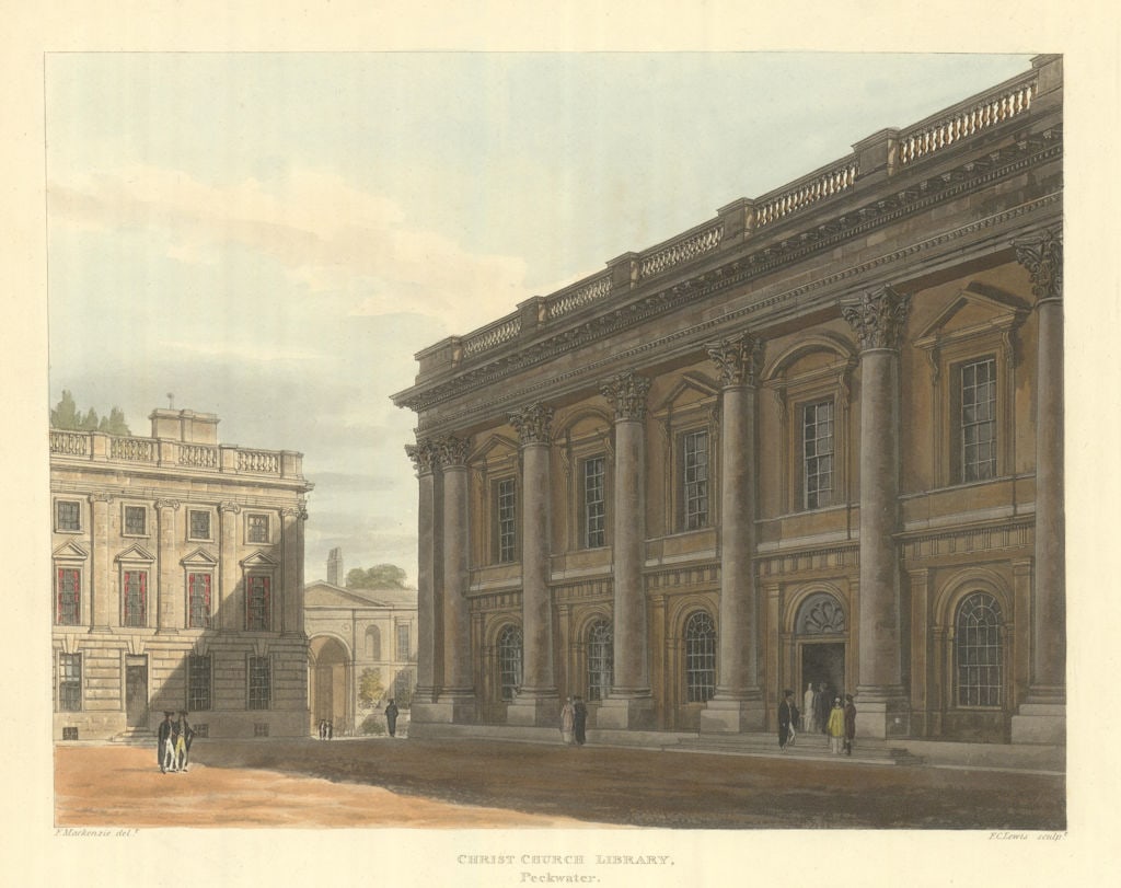 Christ Church Library, Peckwater Quadrangle. Ackermann's Oxford University 1814 (1 of 1)