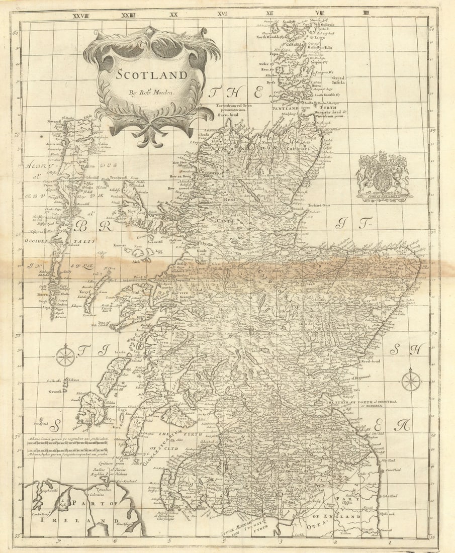 SCOTLAND by ROBERT MORDEN from Camden's Britannia 1695 old antique map chart (1 of 1)