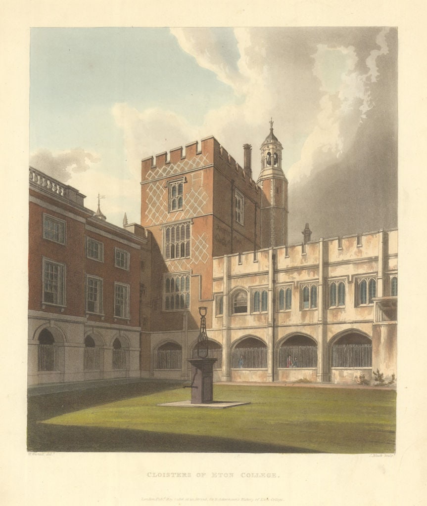 Cloisters of Eton College. Ackermann's schools 1816 old antique print picture (1 of 1)