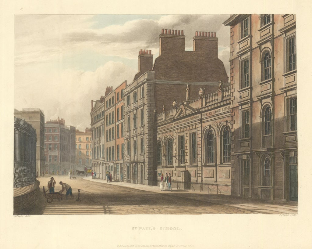 St. Paul’s School, Pasternoster Square, London. Ackermann's schools 1816 print (1 of 1)