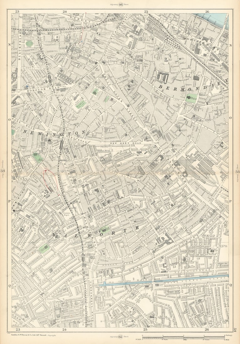 BERMONDSEY Newington Elephant & Castle Borough London Bridge Southwark 1900 map (1 of 1)