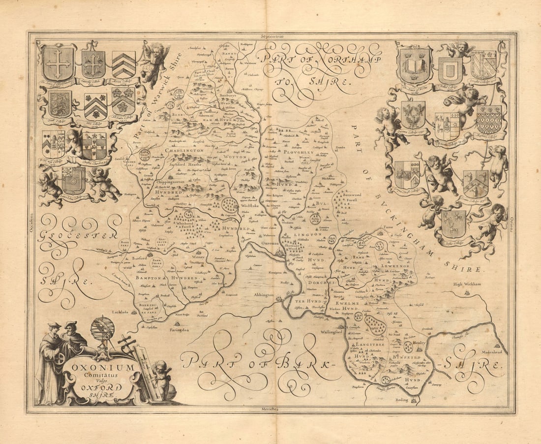 Oxonium comitatus vulgo Oxfordshire'. Antique map by JANSSONIUS 1646 old (1 of 1)