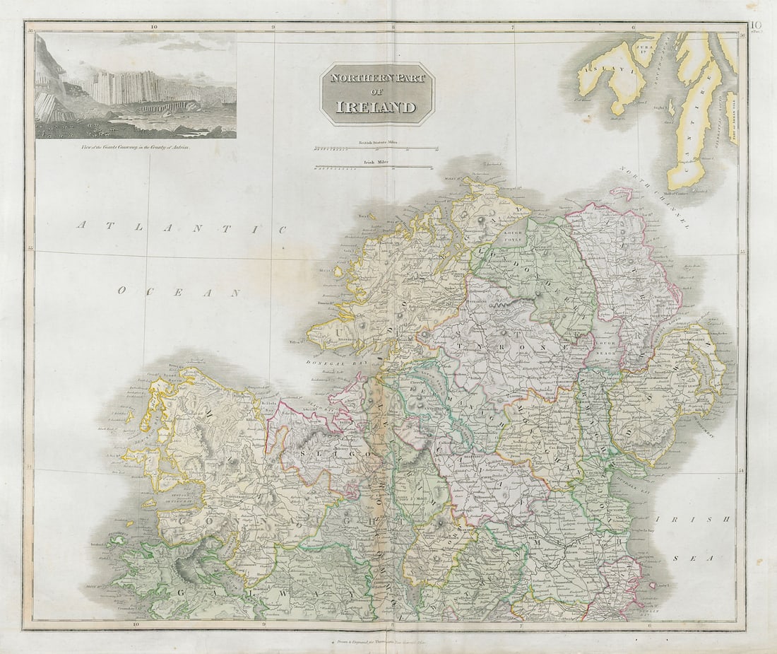 Northern part of Ireland. Ulster south to Dublin. Coach roads. THOMSON 1830 map (1 of 1)