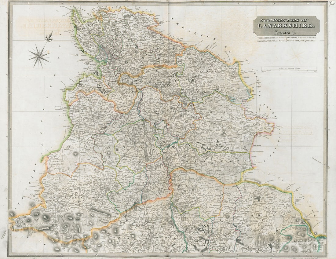 Lanarkshire north. Airdrie Motherwell Glasgow East Kilbride. THOMSON 1832 map (1 of 1)