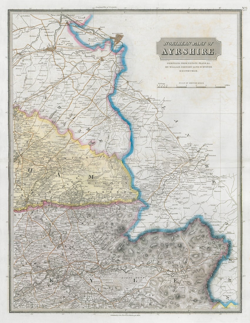 Ayrshire north-east. Kilmarnock Glasgow Paisley East Kilbride. THOMSON 1832 map (1 of 1)