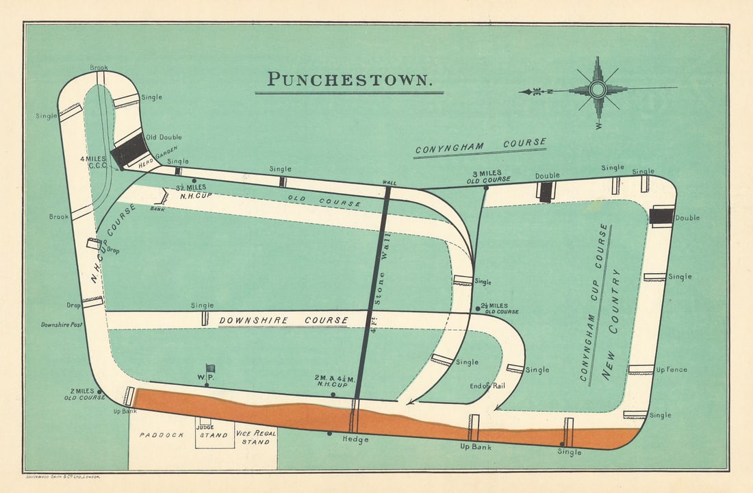Punchestown racecourse Ireland. Kildare & National Hunt meeting. BAYLES 1903 map (1 of 1)