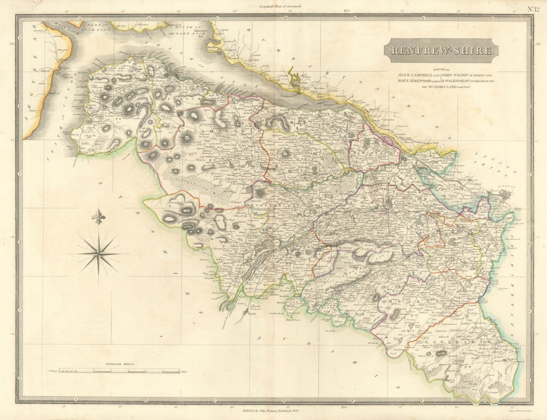 Renfrewshire. Paisley Barrhead Greenock Glasgow Dumbarton. THOMSON 1832 map (1 of 1)