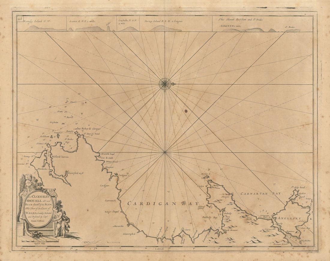 Coast of Wales sea chart. Cardigan Bay. Pembrokeshire Coast. COLLINS 1693 map (1 of 1)