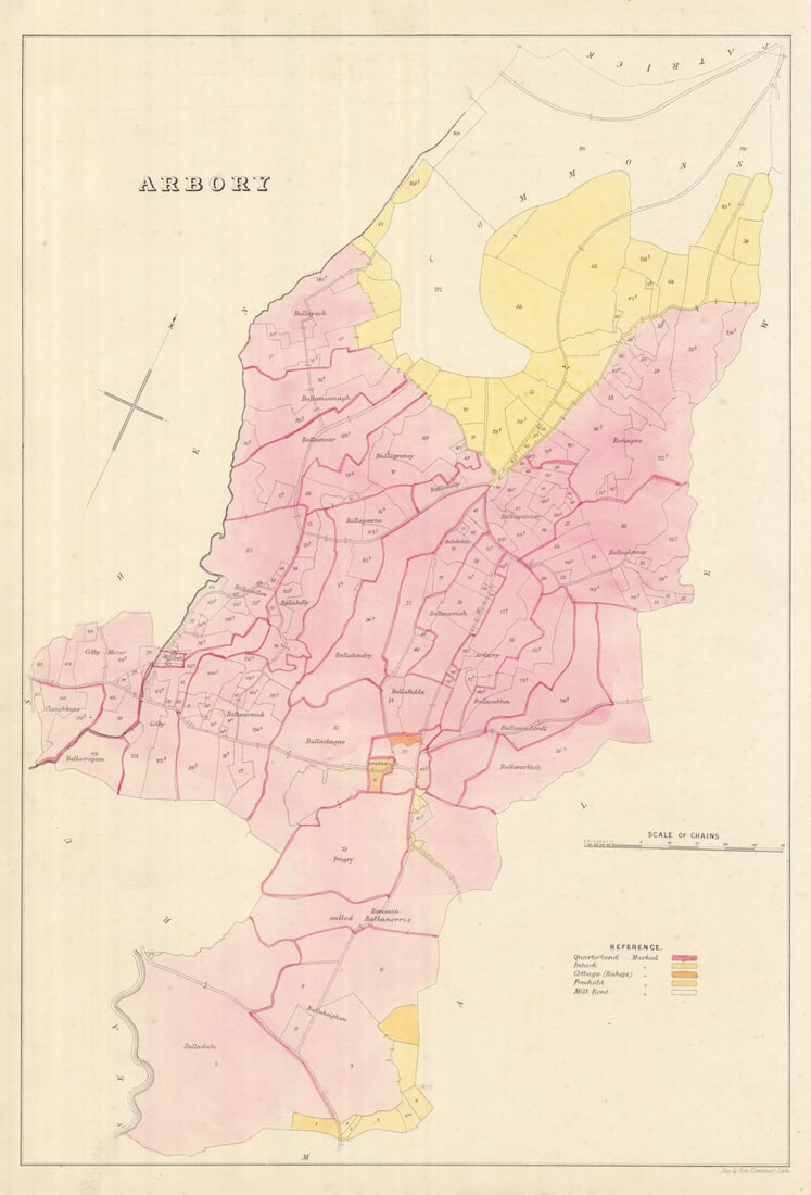 Arbory Parish, Rushen Sheading, Isle of Man by James Woods 1829 old map: Arbory'. The map covers one of the 17 historic parishes of the Isle of Man. These maps are scarce; at the time of writing, we are unable to find a record that any of these maps have ever been sold ind