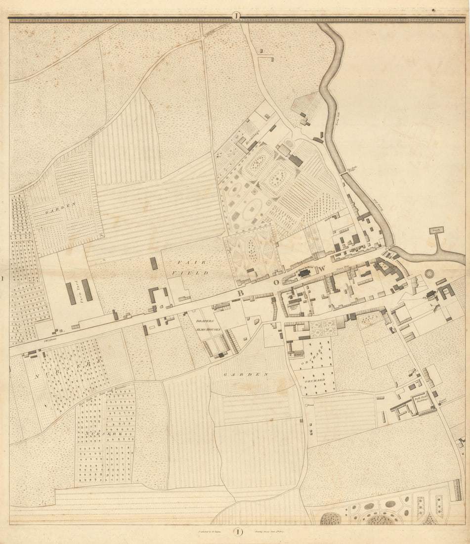 Horwood/Faden London I1 Bow Road Bow Bromley-by-Bow 1807 old antique map chart: Sheet I1 - Bow Road, Bow, Bromley-by-Bow'. William Faden after Richard Horwood. Published 1807. Antique copperplate map. Size 59 x 51 cm | 23.0 x 20.0 inches. Condition: Good; suitable for framing. Li