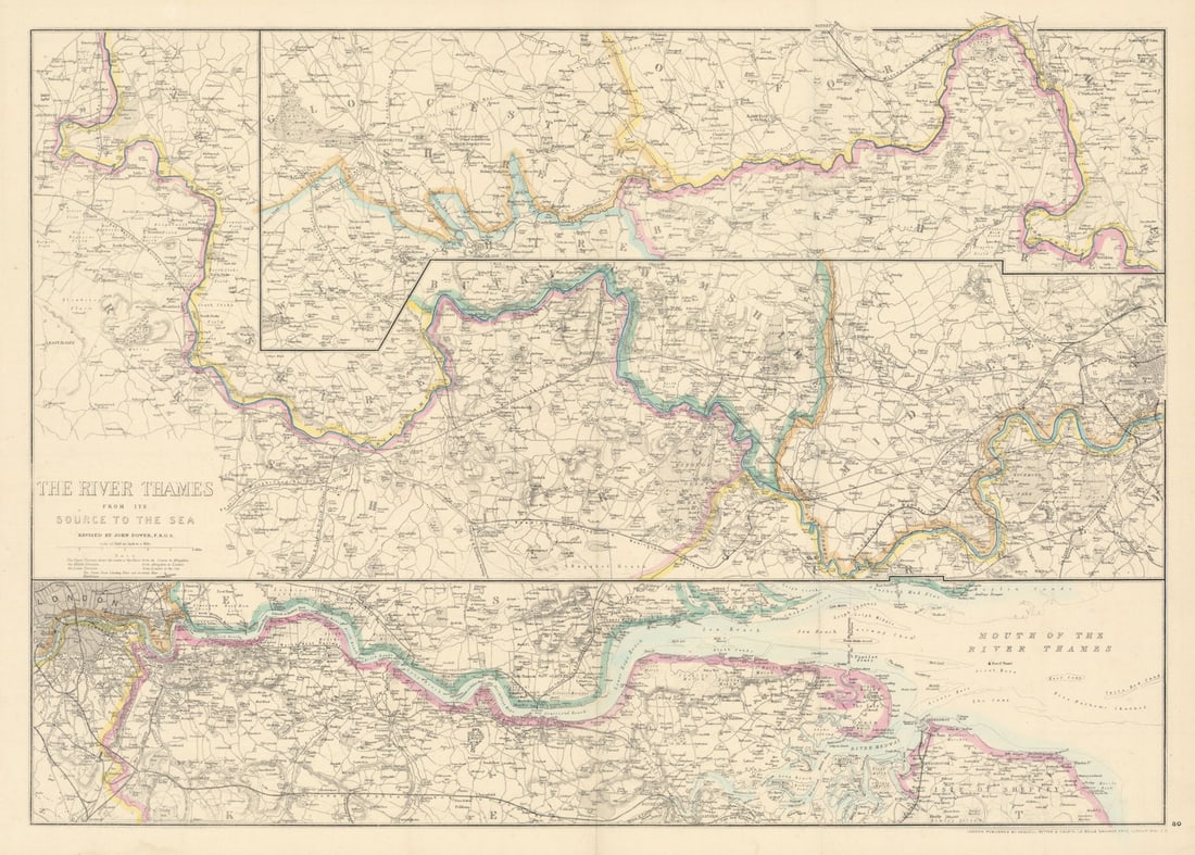 The River Thames from its Source to the Sea. Thames Valley. DOWER c1865 map (1 of 1)